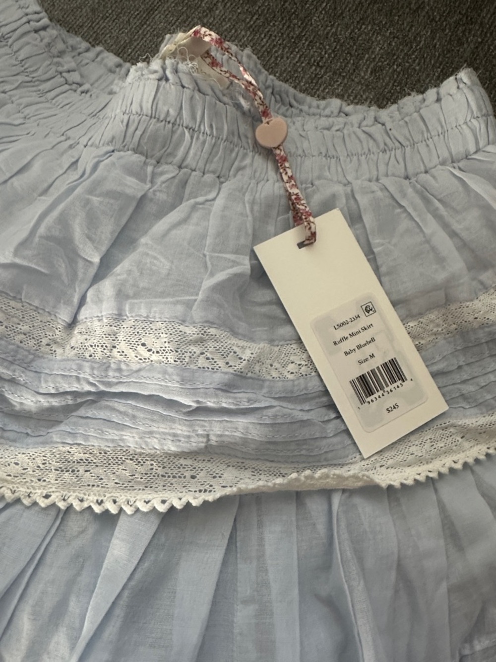 LoveShackFancy Baby Bluebell Lace-Trim Tiered Mini Skirt - Picture 3 of 3